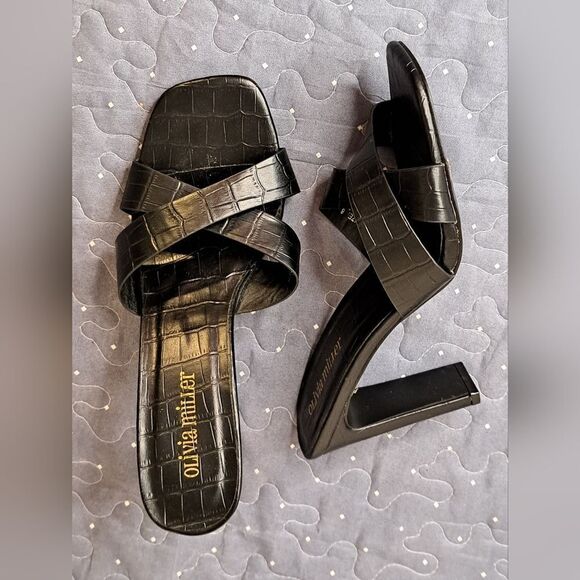 Olivia Miller black heeled sandals size 8 - Picture 1 of 7